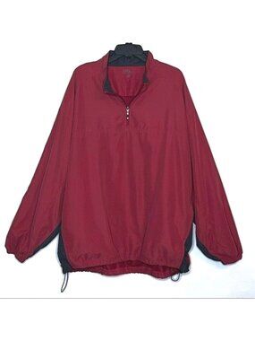 Men's PGA Tour Golf Windbreaker Half Zip Pullover Burgundy / Charcoal XXL